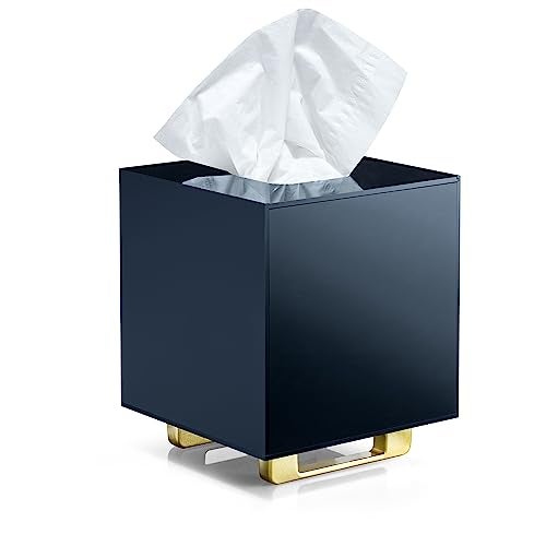 YoBa Thick Black Acrylic Tissue Box Holder Square Tissue Box Dispenser with Gold Plated Aluminum Legs for Bathroom, Kitchen, Bedroom, Office, Hotel and Restaurant - Image 5