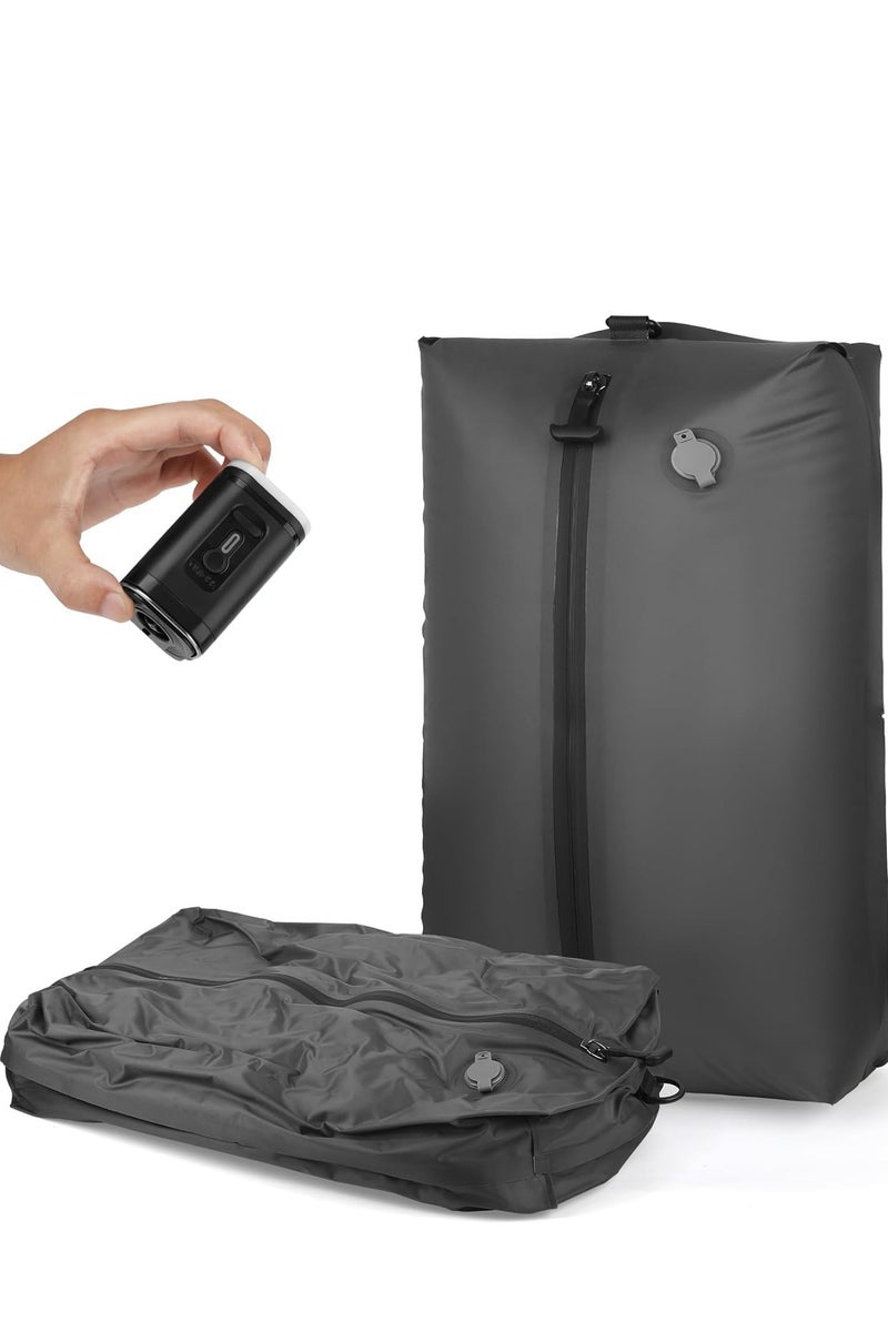 0 تي أوه وان تيك حقائب فراغ للسفر مع مضخة فراغ لاسلكية، حقائب فراغ موفرة بسعة 17 لترًا للسفر خفيفة الوزن ومتينة، حقائب ضغط فراغ قابلة لإعادة الاستخدام IP67 لحقائب السفر وحقائب الظهر والأمتعة والانتقال (قطعة واحدة + مضخة) - Image 1