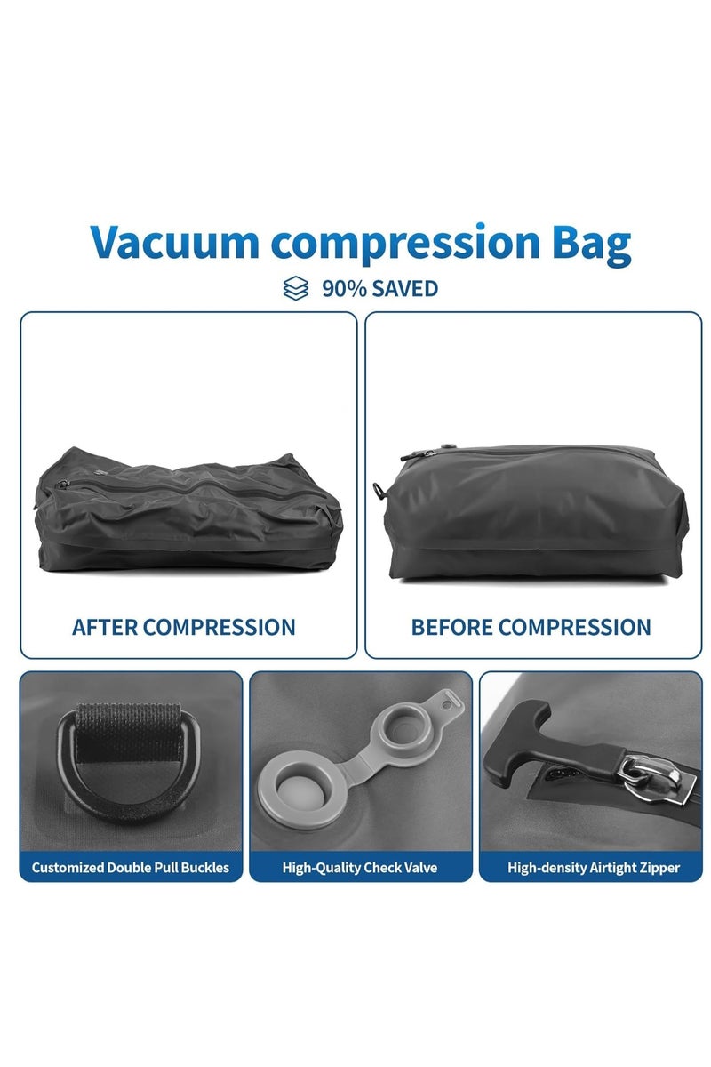 0 تي أوه وان تيك حقائب فراغ للسفر مع مضخة فراغ لاسلكية، حقائب فراغ موفرة بسعة 17 لترًا للسفر خفيفة الوزن ومتينة، حقائب ضغط فراغ قابلة لإعادة الاستخدام IP67 لحقائب السفر وحقائب الظهر والأمتعة والانتقال (قطعة واحدة + مضخة) - Image 2
