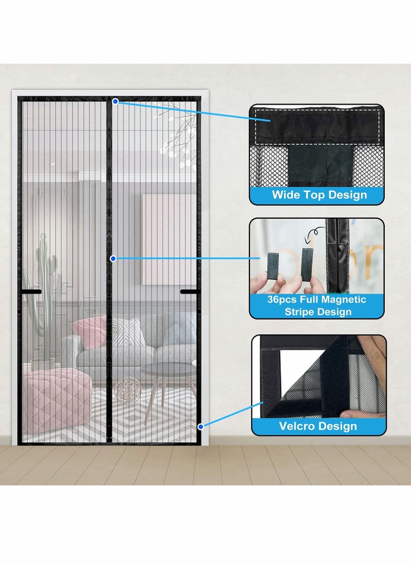 Generic - Magnetic Screen Door Curtain Automatic Closing Fly Insect Bug Net Mesh Self Sealing Heavy Duty Hands Free Partition Keeps Bugs Out Black - Image 1