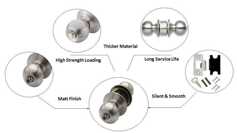 RAB Sliding Lock Stainless Steel Door Cylinder Lock For Main Door (Code:- Without Key Lock With Fitting). - Image 4