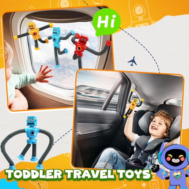 CHESLICR Valentines Day Gift for Kid Toddlers Boy Year Old Age 3 4 5 6 7 8, Robot Sensory Travel Toy 4Pcs Airplane Autism Pop Tube Suction Fidget Toy Autistic Easter Basket Christmas Stocking Stuffers - Image 5