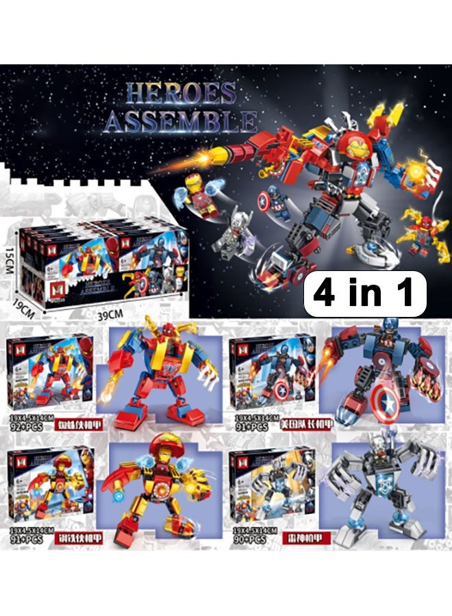 JSAITOYS Superhero 4-Pack Brick Kit, 4 Sets Combine Into Big Avengers Joint Mecha, Hero Robot Armor Construction Building Playset for Kids Ages 6+ - Image 2