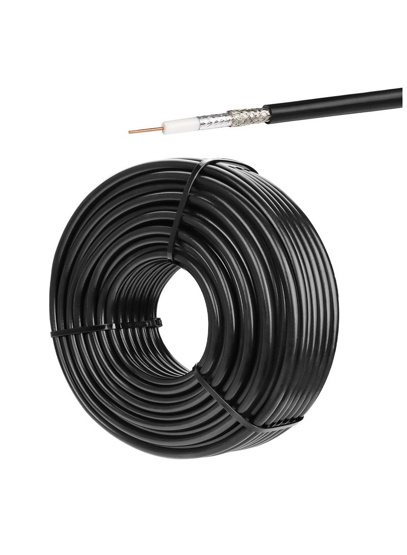 Duravel Duravel RG6U Coaxial Cable, Black PVC Jacket, Shielded TV Antenna Wire, 75 Ohms  - Image 1