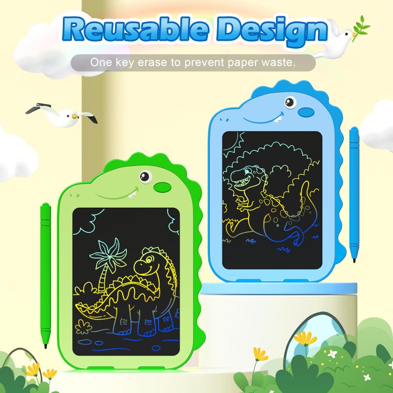 OMXDG 2 Pack LCD Writing Tablet for Kids, 6.5 Inch Colorful Doodle Board Drawing Tablet, Educational Kid Toys, Doodle Pad Dinosaur Toys for 3 4 5 6 7 8 Year Old Boys Girls - Image 2