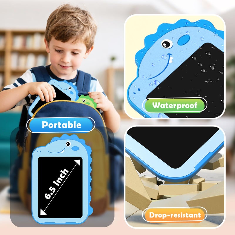 OMXDG 2 Pack LCD Writing Tablet for Kids, 6.5 Inch Colorful Doodle Board Drawing Tablet, Educational Kid Toys, Doodle Pad Dinosaur Toys for 3 4 5 6 7 8 Year Old Boys Girls - Image 5