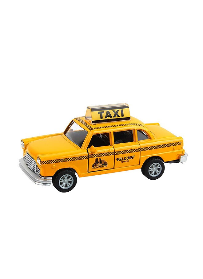 Galaxy 1:32 Checker Taxi Sunshine Cab Pull Back Die-Cast Car, Light and Sound, 2 Door Opening, Assorted Color, 10-15 cm, Friction Powered, Battery Included