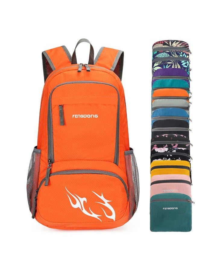 FENGDONG 35L Lightweight Foldable Waterproof Packable Travel Hiking Backpack Daypack for men women Orange - Image 1