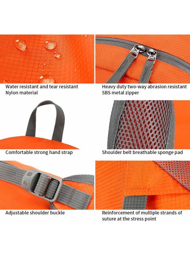 FENGDONG 35L Lightweight Foldable Waterproof Packable Travel Hiking Backpack Daypack for men women Orange - Image 4
