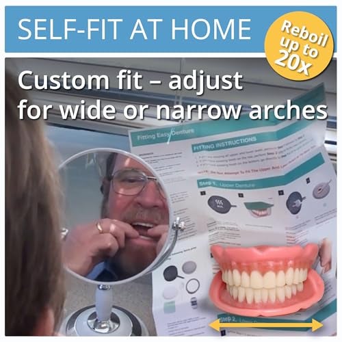 Easy Denture: Boil-&-Bite Functional Denture, Self-fit at Home in Mins, Adjusts for Narrow or Wide Arches, Long-term or temporary Solution, Eat, Drink and Smile Confidently, S/M Upper Arch - Image 3