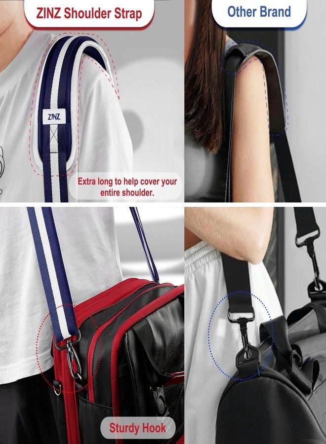 ZINZ 75" Shoulder Strap with Fixed Pad and Dual Balanced Buckles，Blue-White-Blue Stripe - Image 5