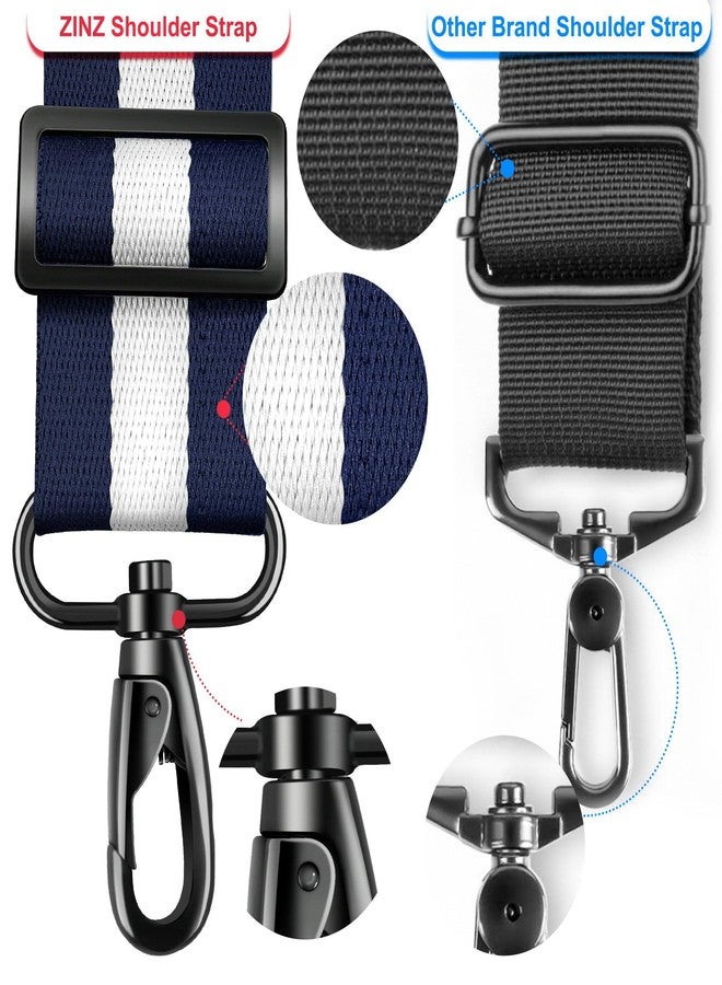 ZINZ 75" Shoulder Strap with Fixed Pad and Dual Balanced Buckles，Blue-White-Blue Stripe - Image 4