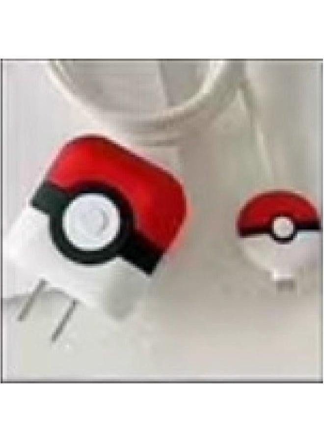2024 Four-piece Charger Protective Cover For Apple 15 Fast Charging 18W/20W Charger-Specifications:145. Poke Ball (set Of Four) Big And Small Heads + 1.4m Wire Rope Tie - Image 1