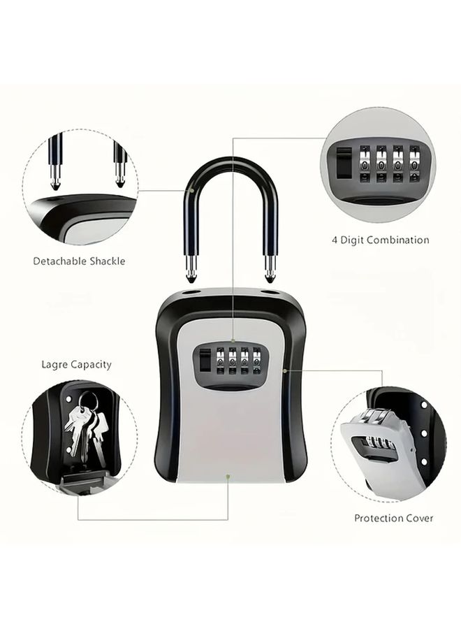 Black SecurePlus Weather Resistant Key Lock Box 4 Digit Combination Resettable Code Detachable Shackle - Image 2