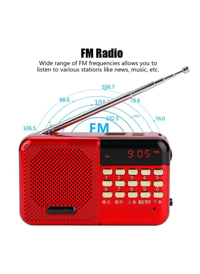 PW Cut Memory Stereo FM Radio U Disk/TF Music Mini USB FM Radio Speaker with 24-hour Standby