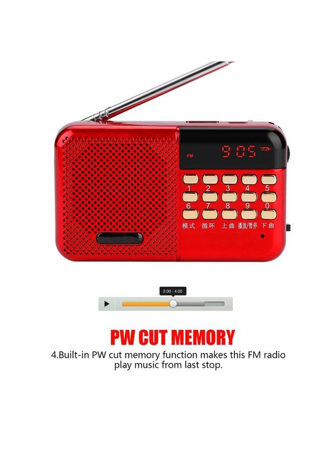 PW Cut Memory Stereo FM Radio U Disk/TF Music Mini USB FM Radio Speaker with 24-hour Standby