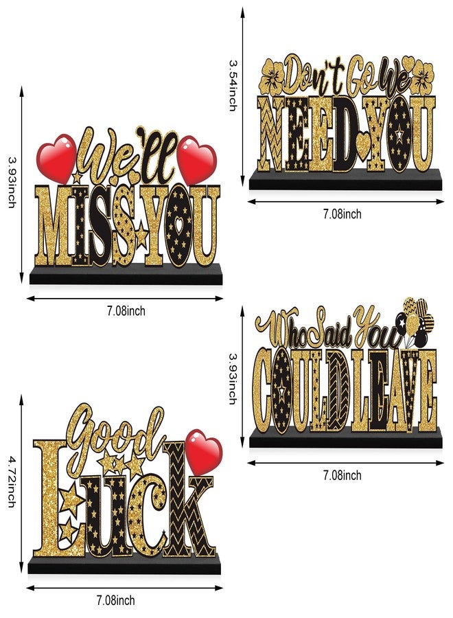 Eucutur We Will Miss You Decorations, 4 Pcs Going Away Party Wooden Table Centerpieces, Black Gold Retirement Theme Farewell Table Sign Party Supplies, Who Said You Could Leave Goodbye Party Table Decor - Image 2
