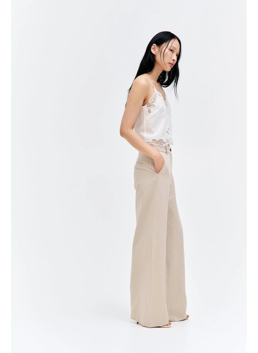 اتش اند ام Wide Linen-Blend Trousers
