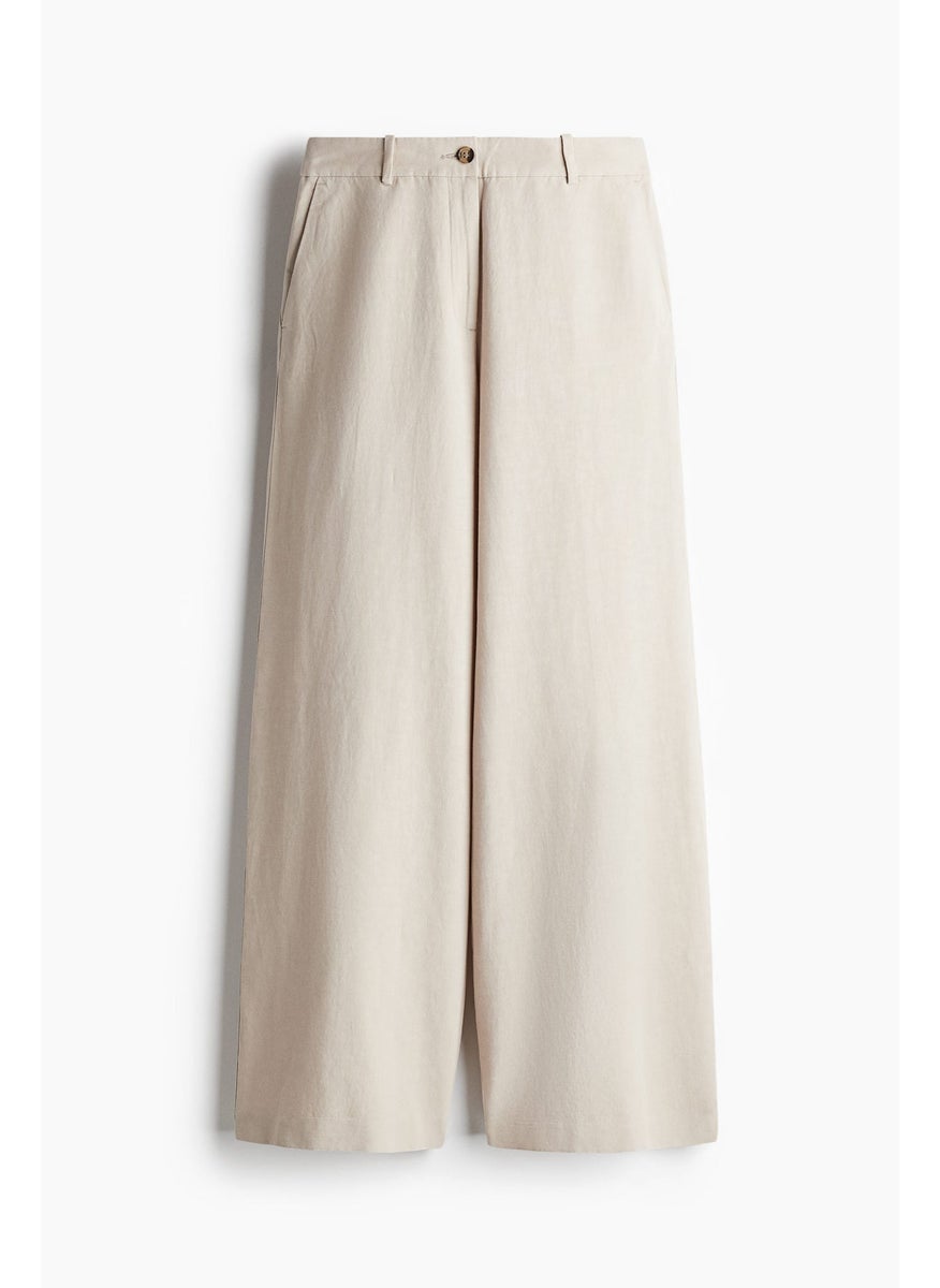 H&M Wide Linen-Blend Trousers  - Image 4
