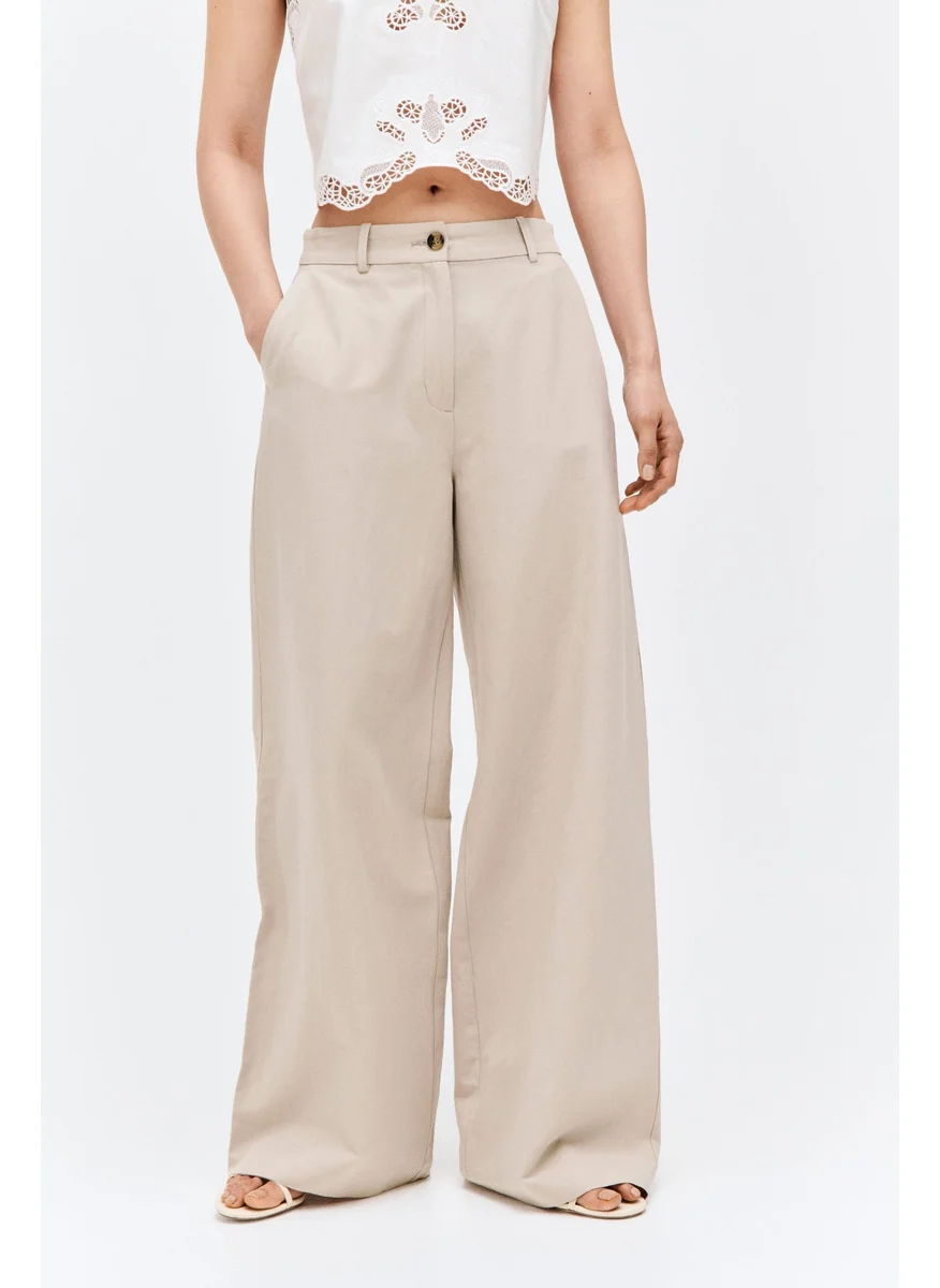 اتش اند ام Wide Linen-Blend Trousers