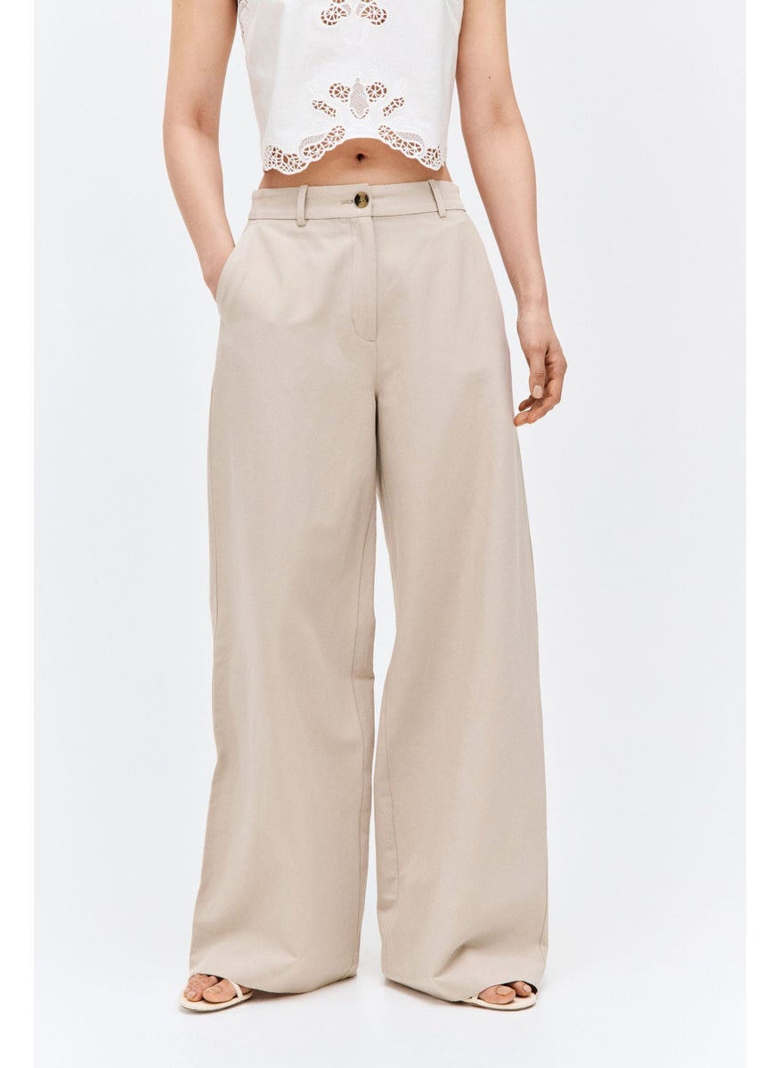 H&M Wide Linen-Blend Trousers  - Image 1
