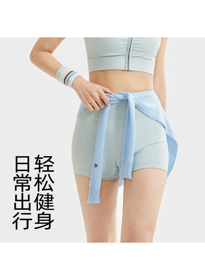 Peach Striped Double-piece Shorts, Belly-controlling, High-waisted, Breathable, Belly-controlling, Shaping, Seamless Lifting Yoga Pants - Image 2