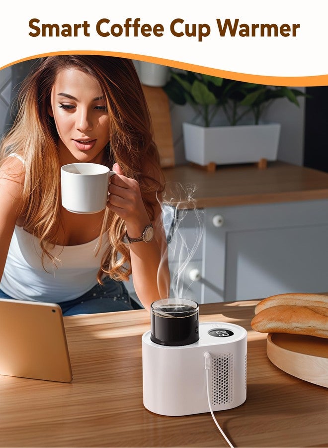 Nauttxon Cup Warmer for Desk with 300 ML Glass Cup - 3 in 1 Smart Baby Bottle Warmer & Drink Cooler & Yogurt Maker - Auto Heat Retention Smart Electric Cup Warmer for Milk Coffee, Tea (White) - Image 3