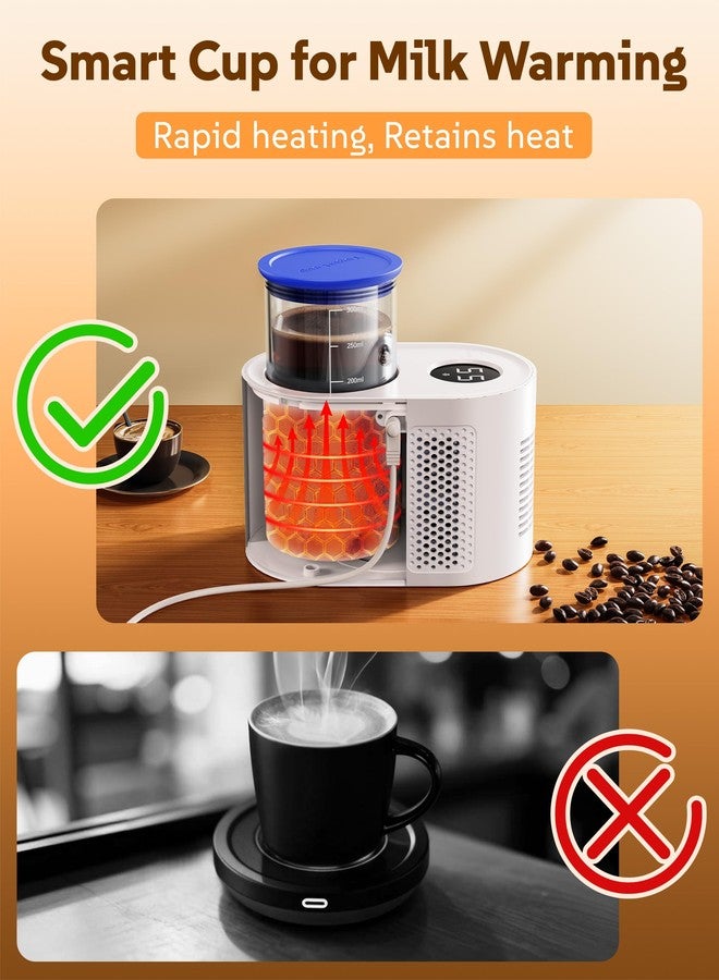 Nauttxon Cup Warmer for Desk with 300 ML Glass Cup - 3 in 1 Smart Baby Bottle Warmer & Drink Cooler & Yogurt Maker - Auto Heat Retention Smart Electric Cup Warmer for Milk Coffee, Tea (White) - Image 4