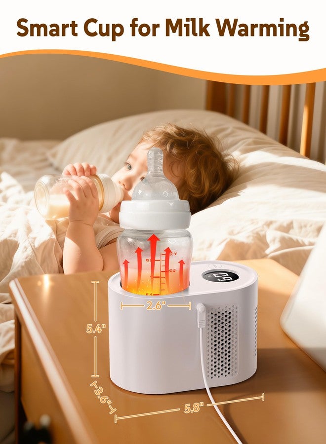 Nauttxon Cup Warmer for Desk with 300 ML Glass Cup - 3 in 1 Smart Baby Bottle Warmer & Drink Cooler & Yogurt Maker - Auto Heat Retention Smart Electric Cup Warmer for Milk Coffee, Tea (White) - Image 5