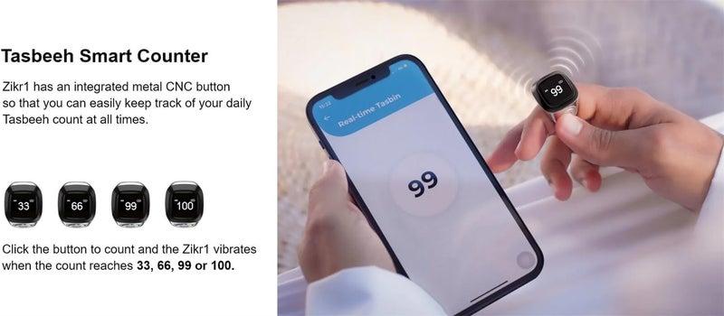 Smart Ring Counter for Men & Women, Digital Tasbeeh Tasbih Finger Counter, Muslim Islamic Prayer Smart Ring, Unisex Azan Alarm Clock, 5 Prayer Time Reminder, Pray Trackers (White, 20mm) - Image 4