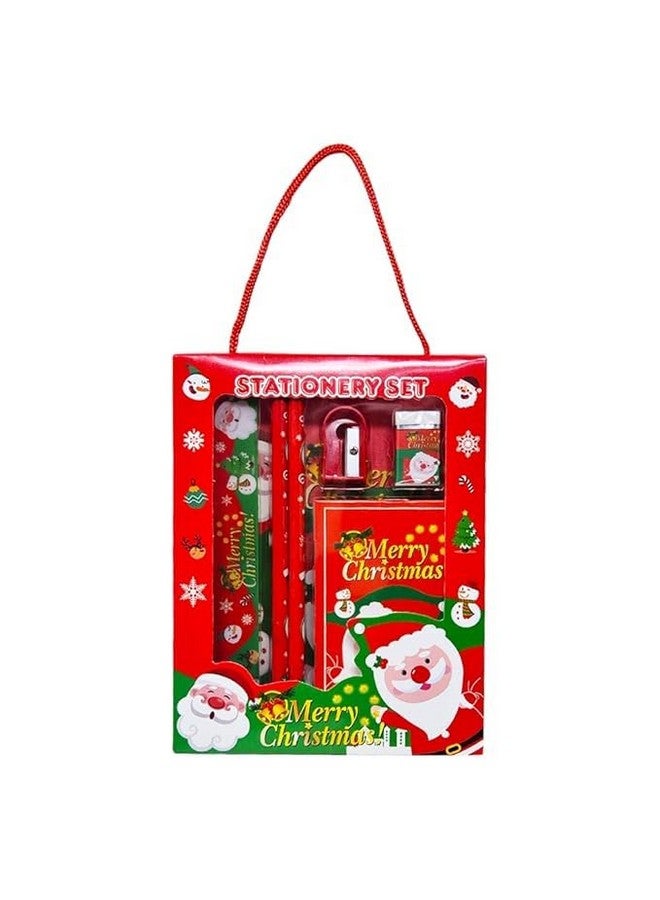PARTEET Christmas Stationery Giftset (Pack of 6 Items) 1 Eraser, 1 Sharpener, 1 Scale, 1 Diary, 2 Pencils for Kids - Image 1