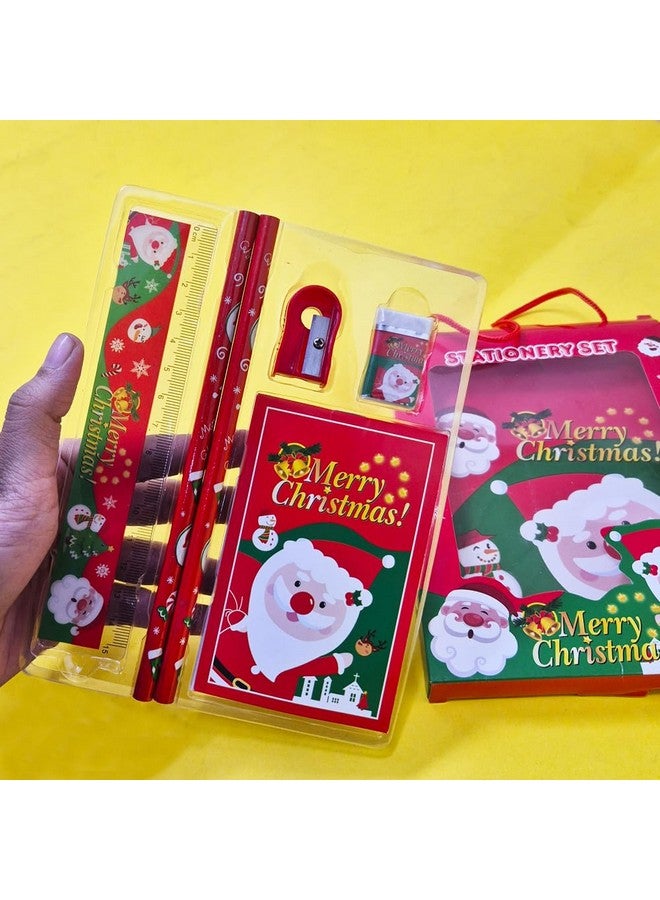 PARTEET Christmas Stationery Giftset (Pack of 6 Items) 1 Eraser, 1 Sharpener, 1 Scale, 1 Diary, 2 Pencils for Kids - Image 5