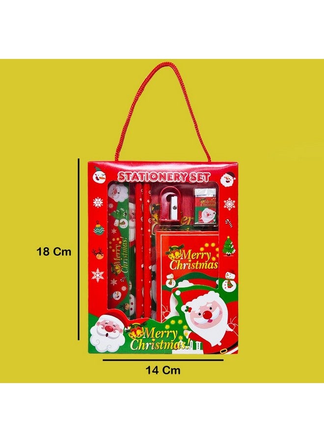 PARTEET Christmas Stationery Giftset (Pack of 6 Items) 1 Eraser, 1 Sharpener, 1 Scale, 1 Diary, 2 Pencils for Kids - Image 3
