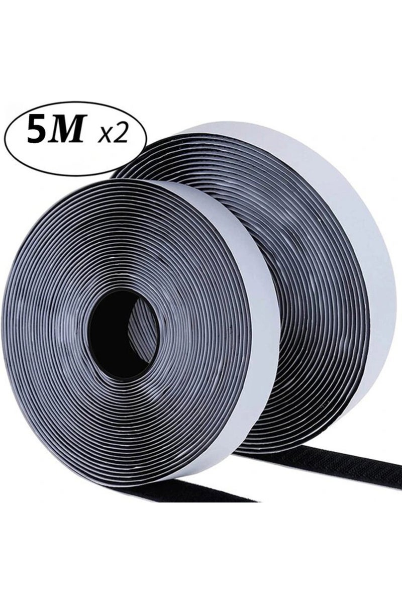 20mm Wide Black 5meter 1/2/5M Hook and Loop Strips with Glue Strong Self Adhesive Fastener Double-Si