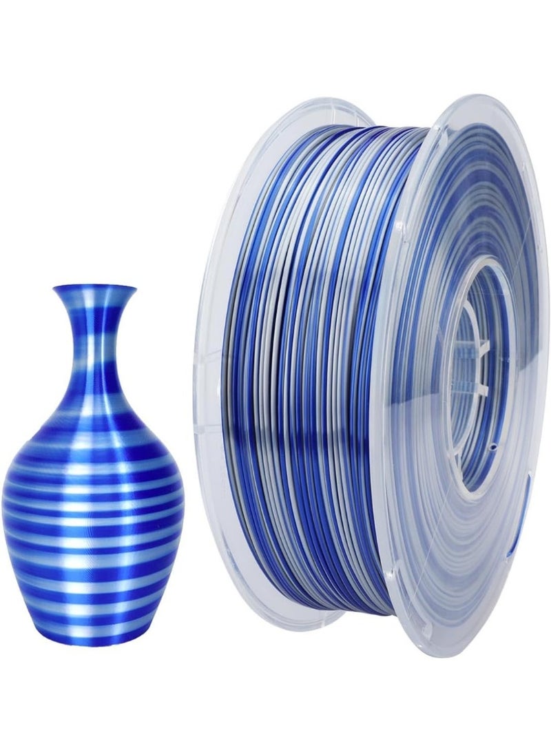 وبوت جي سي سي خيط PLA حريري بتدرج أزرق فضي سكري 1.75 مم وزن 1 كجم | خيط طباعة ثلاثية الأبعاد بلمعة معدنية ثنائية اللون | متوافق مع طابعات FDM للطباعة الزخرفية والمجسمات - Image 1