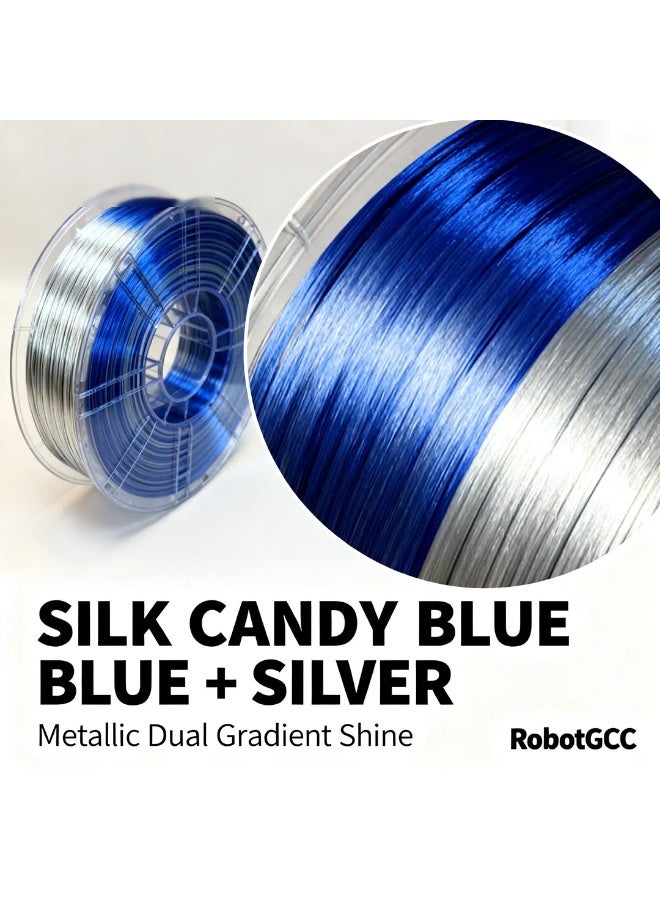 وبوت جي سي سي خيط PLA حريري بتدرج أزرق فضي سكري 1.75 مم وزن 1 كجم | خيط طباعة ثلاثية الأبعاد بلمعة معدنية ثنائية اللون | متوافق مع طابعات FDM للطباعة الزخرفية والمجسمات - Image 2