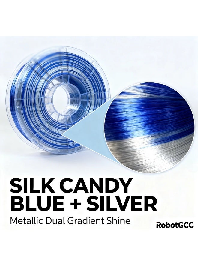 وبوت جي سي سي خيط PLA حريري بتدرج أزرق فضي سكري 1.75 مم وزن 1 كجم | خيط طباعة ثلاثية الأبعاد بلمعة معدنية ثنائية اللون | متوافق مع طابعات FDM للطباعة الزخرفية والمجسمات - Image 3