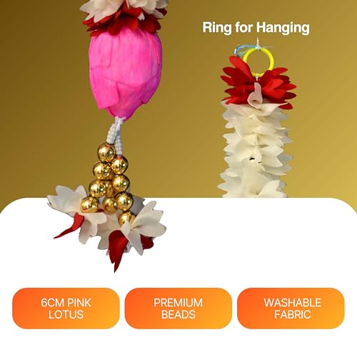 JOYNAGAR Lotus Flower Garland Toran 3 ft, Set of 4 – Cloth Hanging Flowers Ladi with Latkan for Diwali, Navratri, Wedding, Mandir & Home Decoration - Image 4