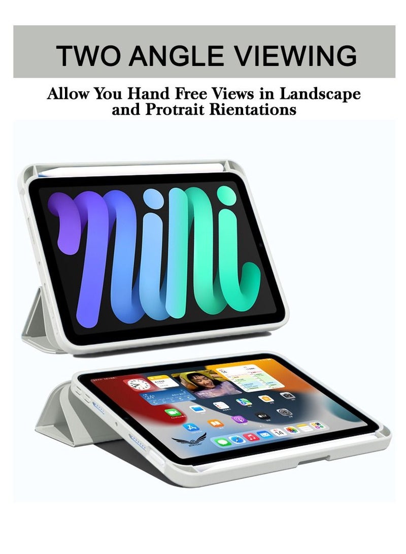 Cat - Cot iPad Mini 6 Cover with Pencil Holder Silicone Smart Folding Case Compatible with Apple iPad Mini 6 2021 8.3 Inch - Image 2