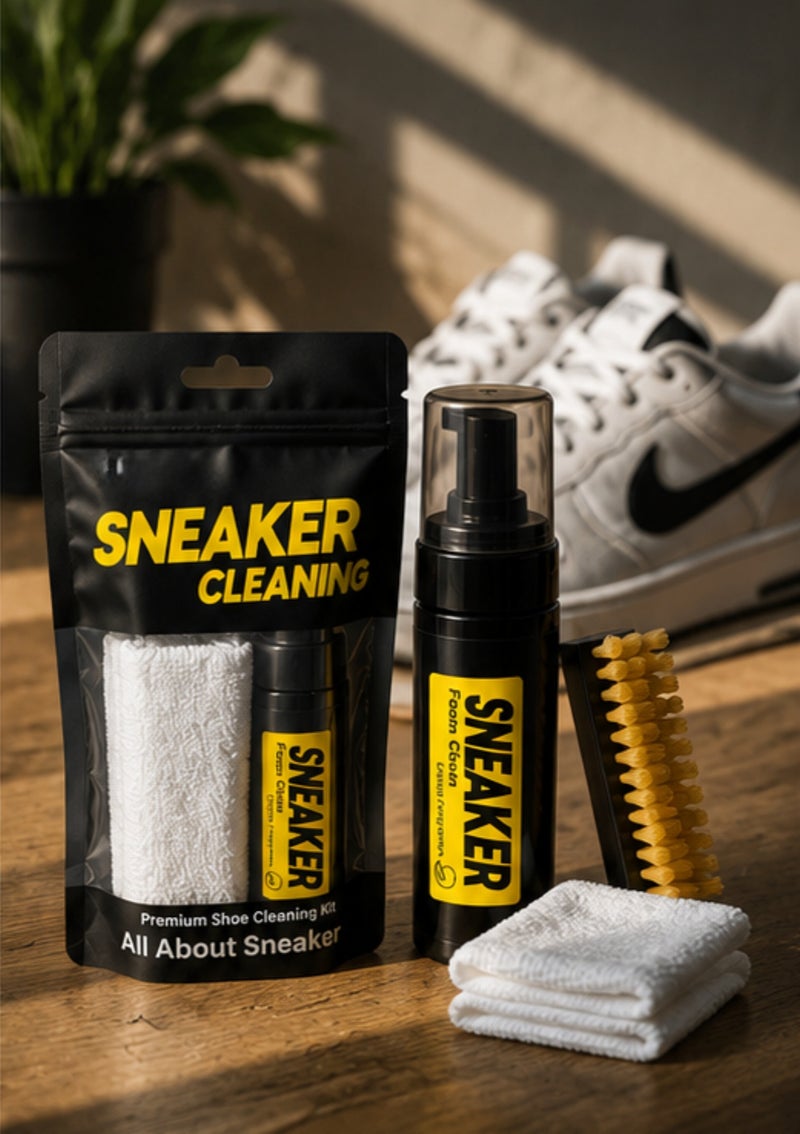 Waterless Sneaker Cleaner Kit | Foam Shoe Cleaner with Premium Brush & Microfiber Cloth | Deep Cleaning for Leather, Mesh, Canvas & Suede Shoes - Image 2