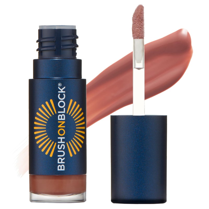 Brush On Block Sun Shine Protective Lip Oil SPF 30, Mineral Protection from UVA/UVB & Blue Light, Hydrating, Cruelty-Free, Gluten-Free, & Vegan, Fig - Image 1