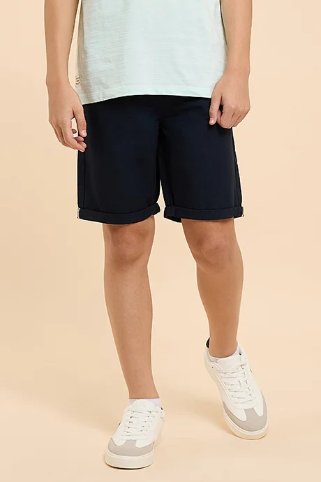 أر أند بي Solid Shorts with Drawstring Waist