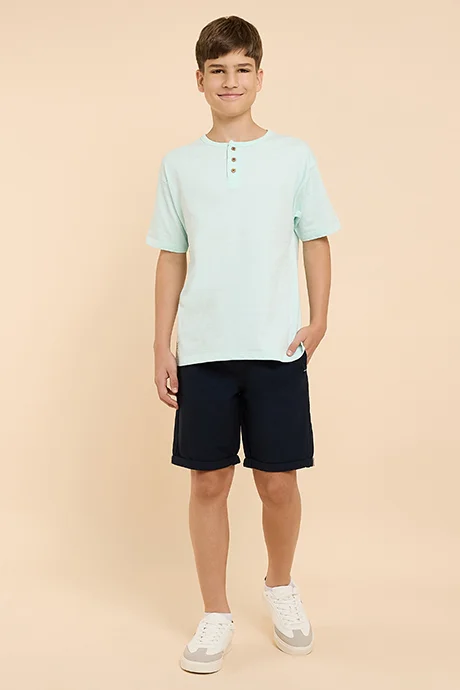 أر أند بي Solid Shorts with Drawstring Waist