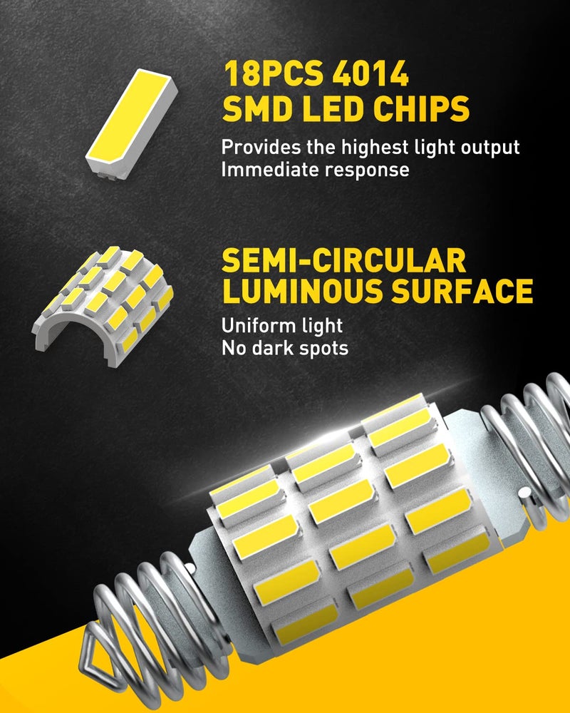 AUXITO مصابيح AUXITO DE3175 6418 LED 3175 6411 بيضاء 6500K شرائح 4014 31mm 36mm مصابيح فستون ساطعة LED بديلة لإضاءة سقف السيارة وإضاءة الباب وإضاءة الخريطة وإضاءة صندوق الأمتعة وإضاءة لوحة الترخيص، عبوة 6 قطع - Image 3