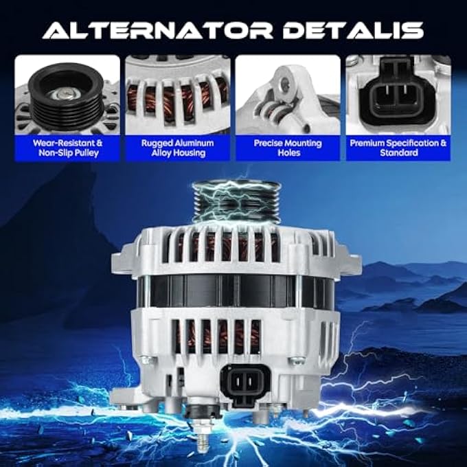 SEHNSUCHT 13900 New Alternator for Nissan Pathfinder 3.5L 2001-2002, for INFINITI QX4 3.5L 2001-2002, 110Amp, High Output Alternator Replace for 12286 23100-3W400 - Image 2
