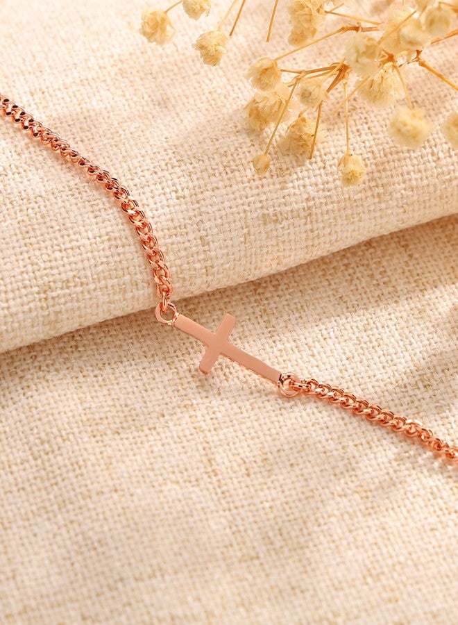 BioMag Cross Bracelet for Women, Dainty Rose Gold Copper Cuban Link Chain Bracelets Confirmation Baptism Christian Gifts for Women Religious Jewelry - Image 4