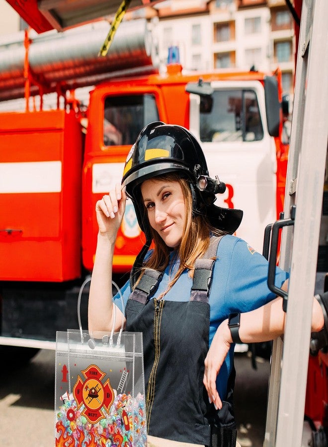 Beupy 24 Pack Firetruck Party Favors Gift Bags with Handles Clear PVC Firefighter Treat Bag & Snap Button Reusable Firefighter Goodie Treat Bags for Fire Truck Birthday Party Decorations, 6 Styles - Image 5