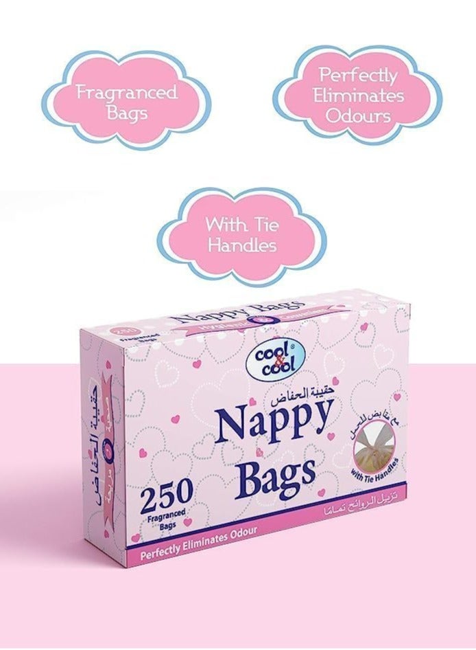 Cool & Cool Cool and Cool Nappy Bags 250's (Pack of 20) - Diaper Disposable Bags,Mildly Scented,Hygienic,Easy Tie Handle and Eliminates Odors - 5000 Pieces - Image 4