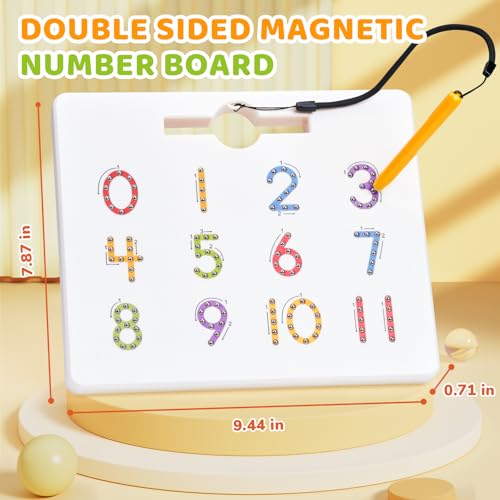 GAMENOTE Magnetic Number Tracing Board, 2 in 1 Double Sided Numbers 1-20 Writing Board for Toddlers & Kids, Preschool Handwriting Learning Toys, Educational Math Manipulatives - Image 5
