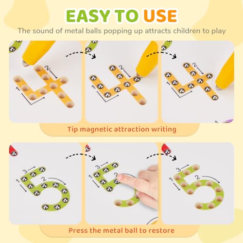 GAMENOTE Magnetic Number Tracing Board, 2 in 1 Double Sided Numbers 1-20 Writing Board for Toddlers & Kids, Preschool Handwriting Learning Toys, Educational Math Manipulatives - Image 2